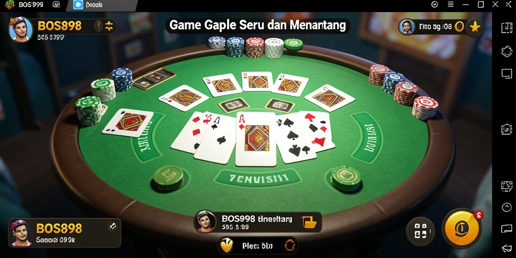 Tampilan gameplay Gaple yang seru dan interaktif di BOS898.