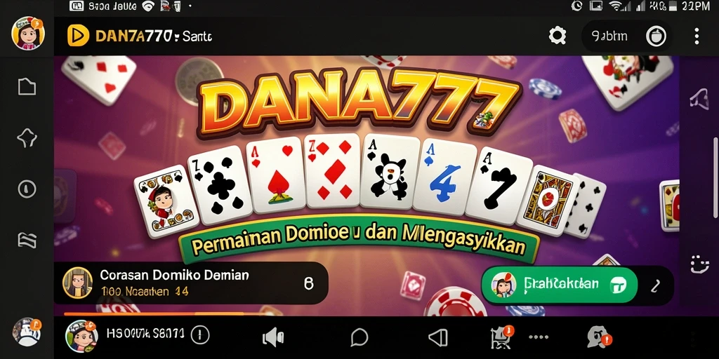 Screenshot utama DANA777 menampilkan gameplay Domino yang seru.