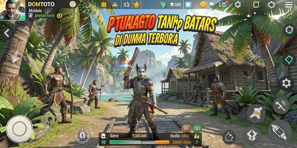 Screenshot gameplay DOMTOTO menunjukkan petualangan mendebarkan di dunia terbuka.