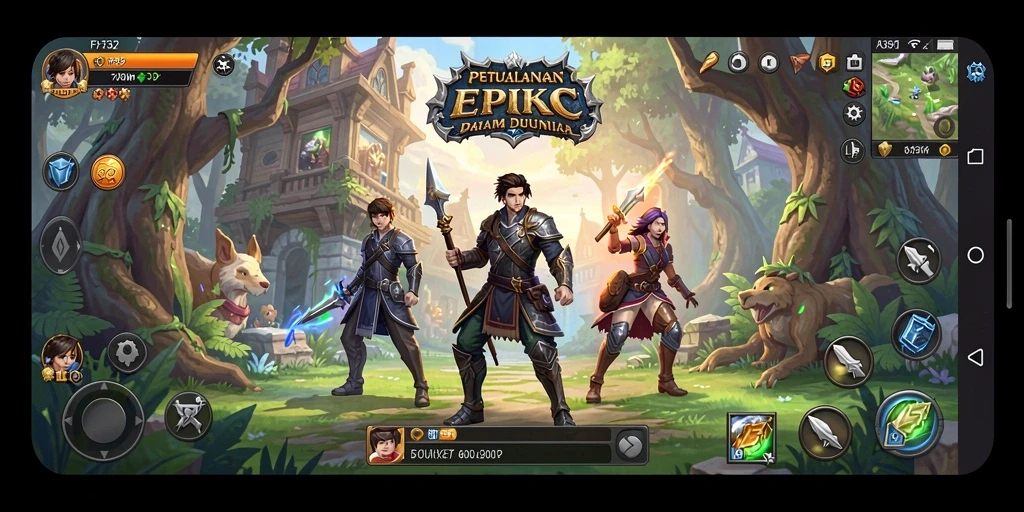 Screenshot F32 menampilkan aksi pertempuran seru dalam dunia RPG.