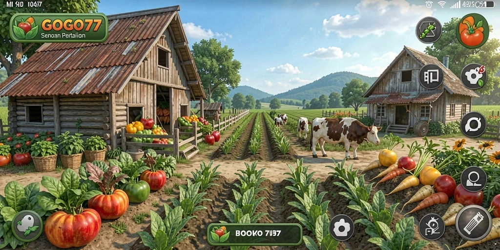 Gameplay seru dalam GOGO77 yang menampilkan aktivitas bertani.