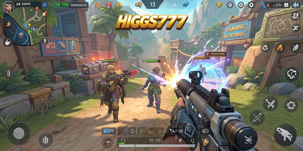 Tangkapan layar menunjukkan aksi intens gameplay TPS HIGGS777.