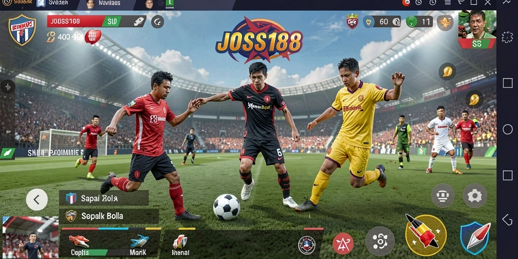 Tampilan gameplay JOSS188 yang seru dan menegangkan dalam pertandingan sepak bola.