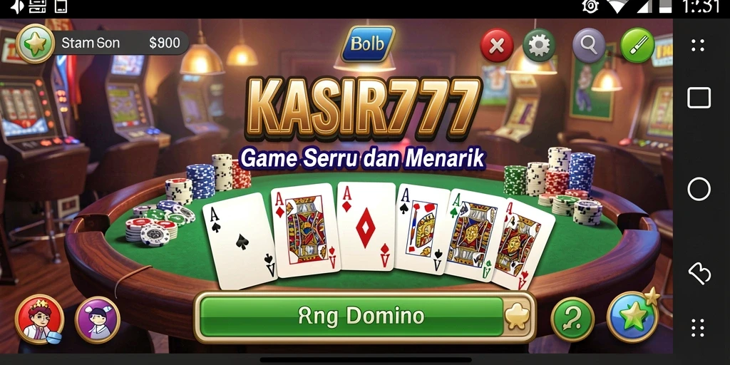 Screenshot KASIR777 menampilkan gameplay domino yang seru.