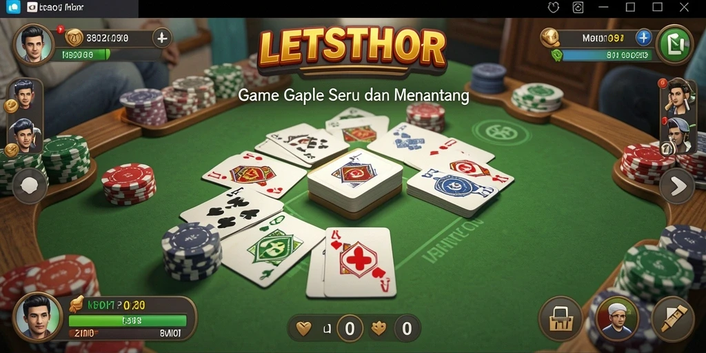 Tampilan gameplay LETSTHOR yang penuh aksi dan interaksi Gaple.