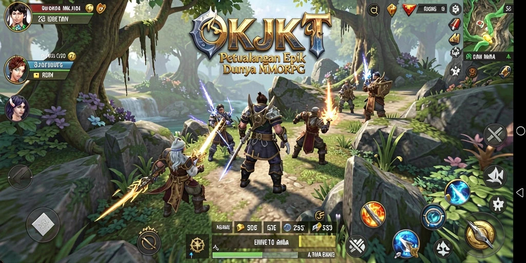 Screenshot gameplay OKJKT yang menampilkan pertarungan epik antara pemain.