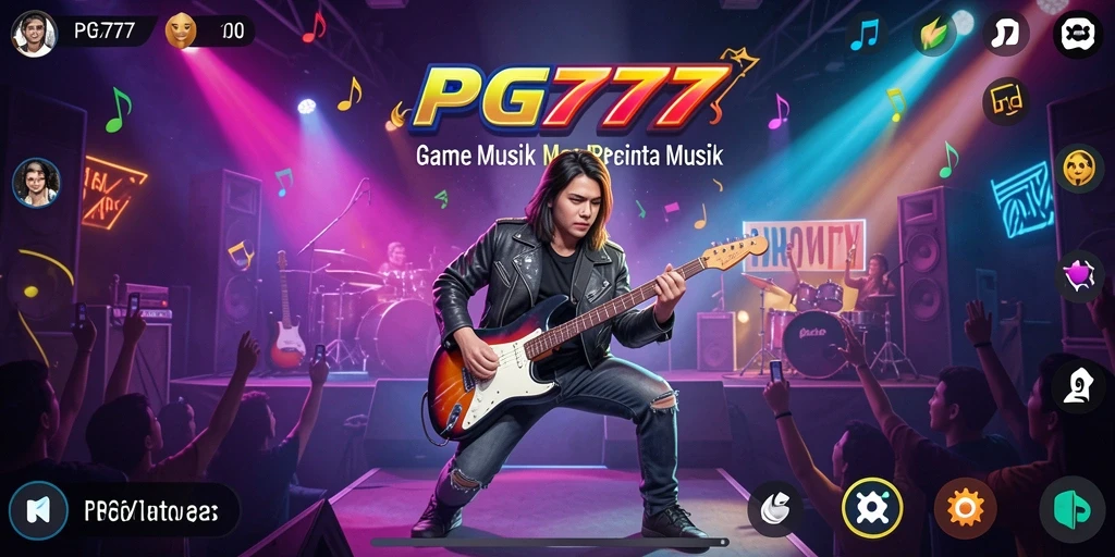 Tampilan gameplay PG777 dengan alat musik yang beragam.