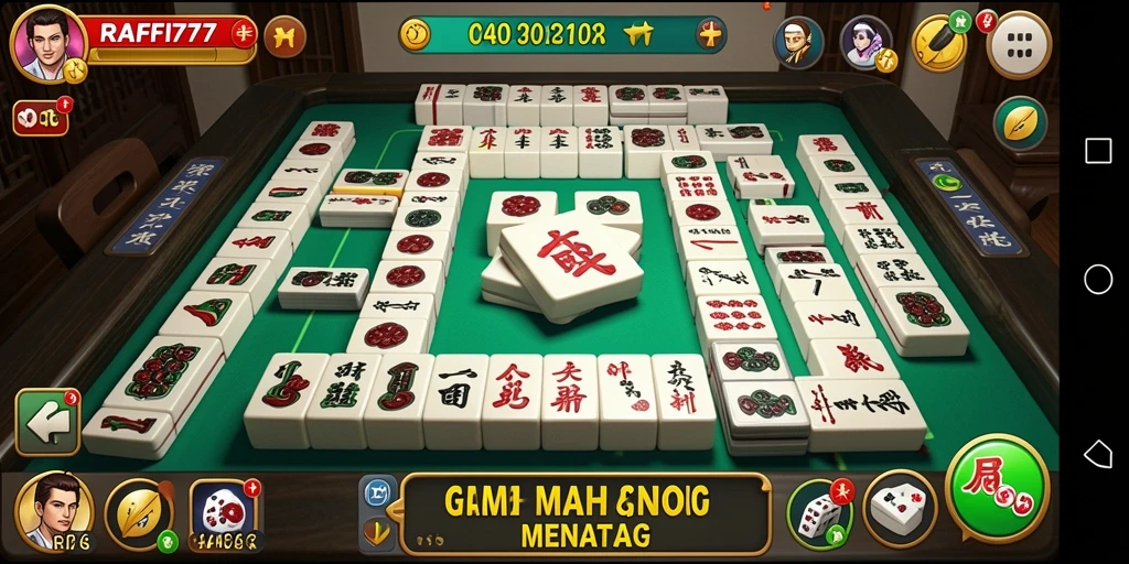 Tampilan gameplay seru RAFFI777 dengan ubin Mahjong yang menantang.