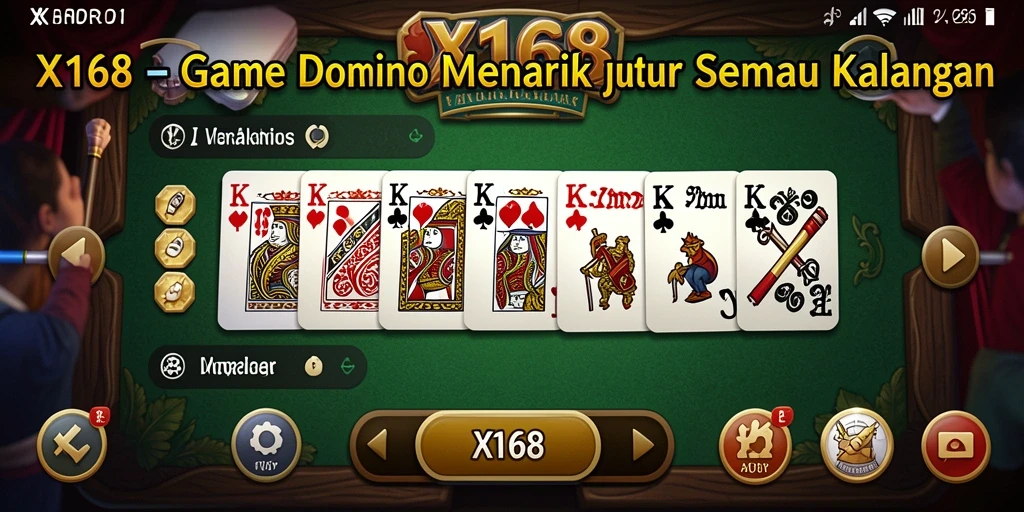 Tampilan gameplay seru dari X168 dalam permainan Domino.